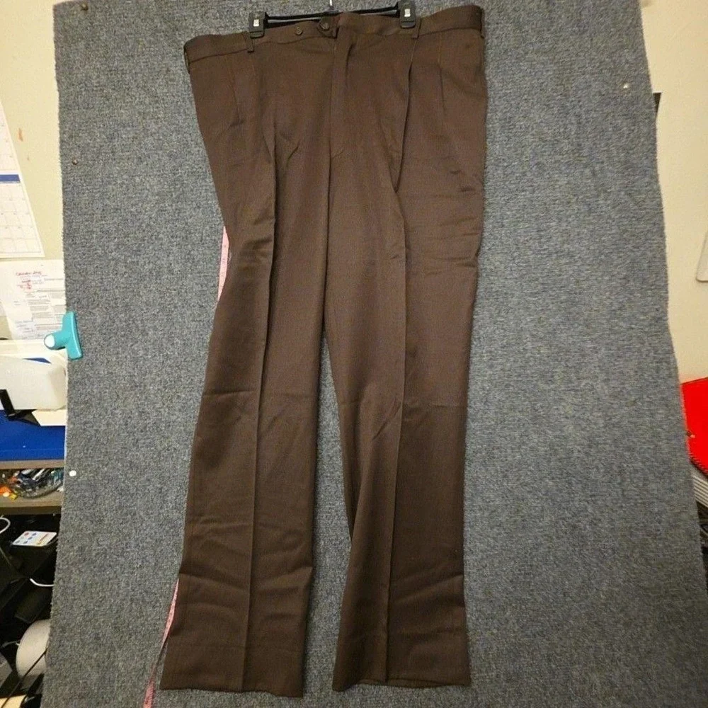 Paul Fredrick Suit Mens 48XL 44x34 Brown Wool Herringbone 2 Piece Big Tall